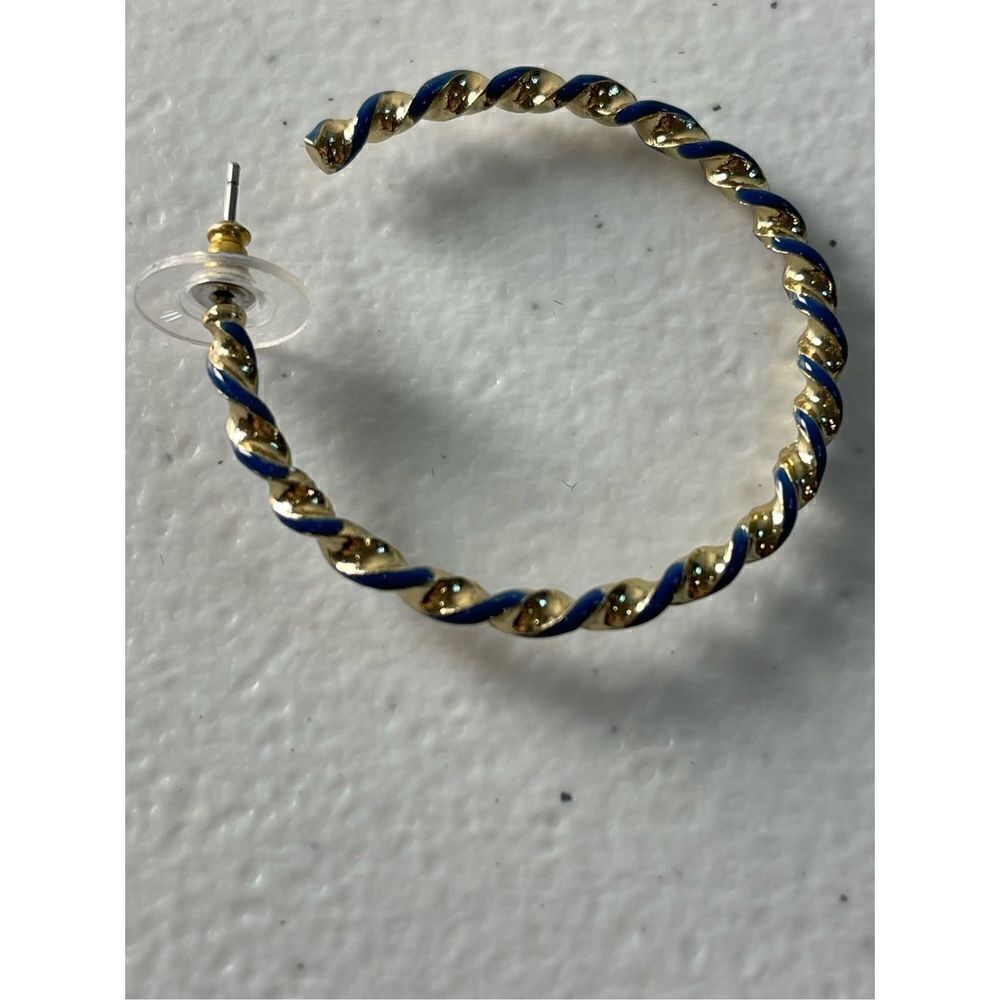 Marlyn Schiff blue and gold hoop earrings